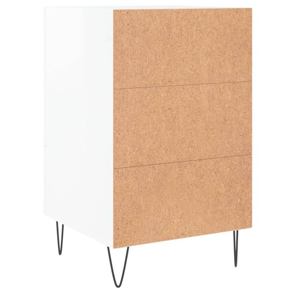 vidaXL Κομοδίνο Γυαλ. Λευκό 40 x 40 x 66 εκ. από Επεξεργασμένο Ξύλο