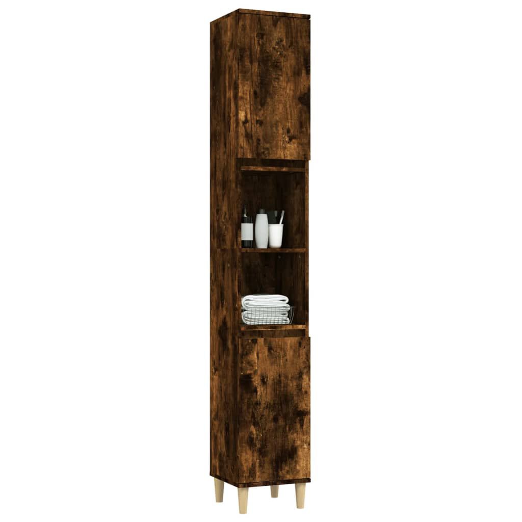 vidaXL Ντουλάπι Μπάνιου Καπνιστή Δρυς 30x30x190 εκ. Επεξεργασμένο Ξύλο