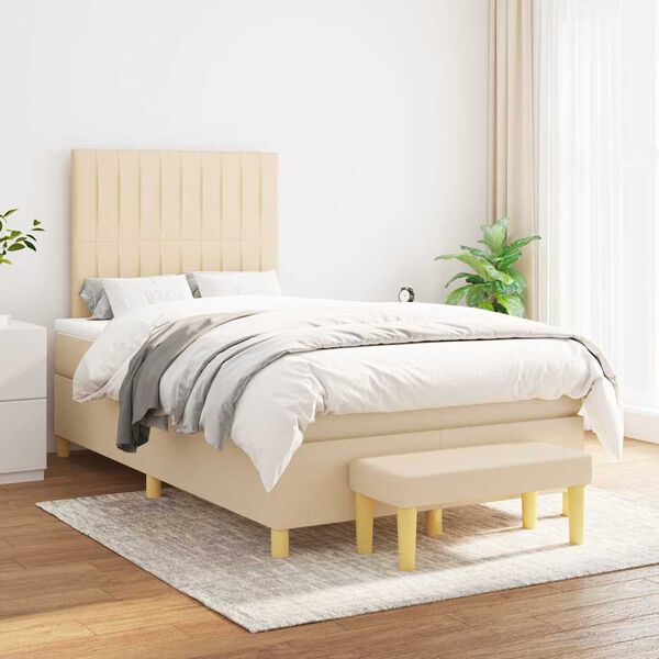 vidaXL &Kappa;&rho;&epsilon;&beta;ά&tau;&iota; Boxspring &mu;&epsilon; &Sigma;&tau;&rho;ώ&mu;&alpha; &Kappa;&rho;&epsilon;&mu; 120x190 &epsilon;&kappa;. &Upsilon;&phi;&alpha;&sigma;&mu;ά&tau;&iota;&nu;&omicron;