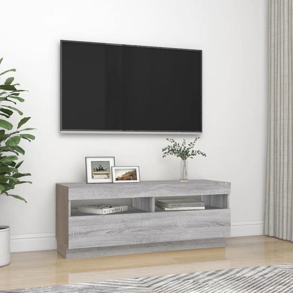 vidaXL Έπιπλο Τηλεόρασης με LED Γκρι Sonoma 100x35x40 εκ.