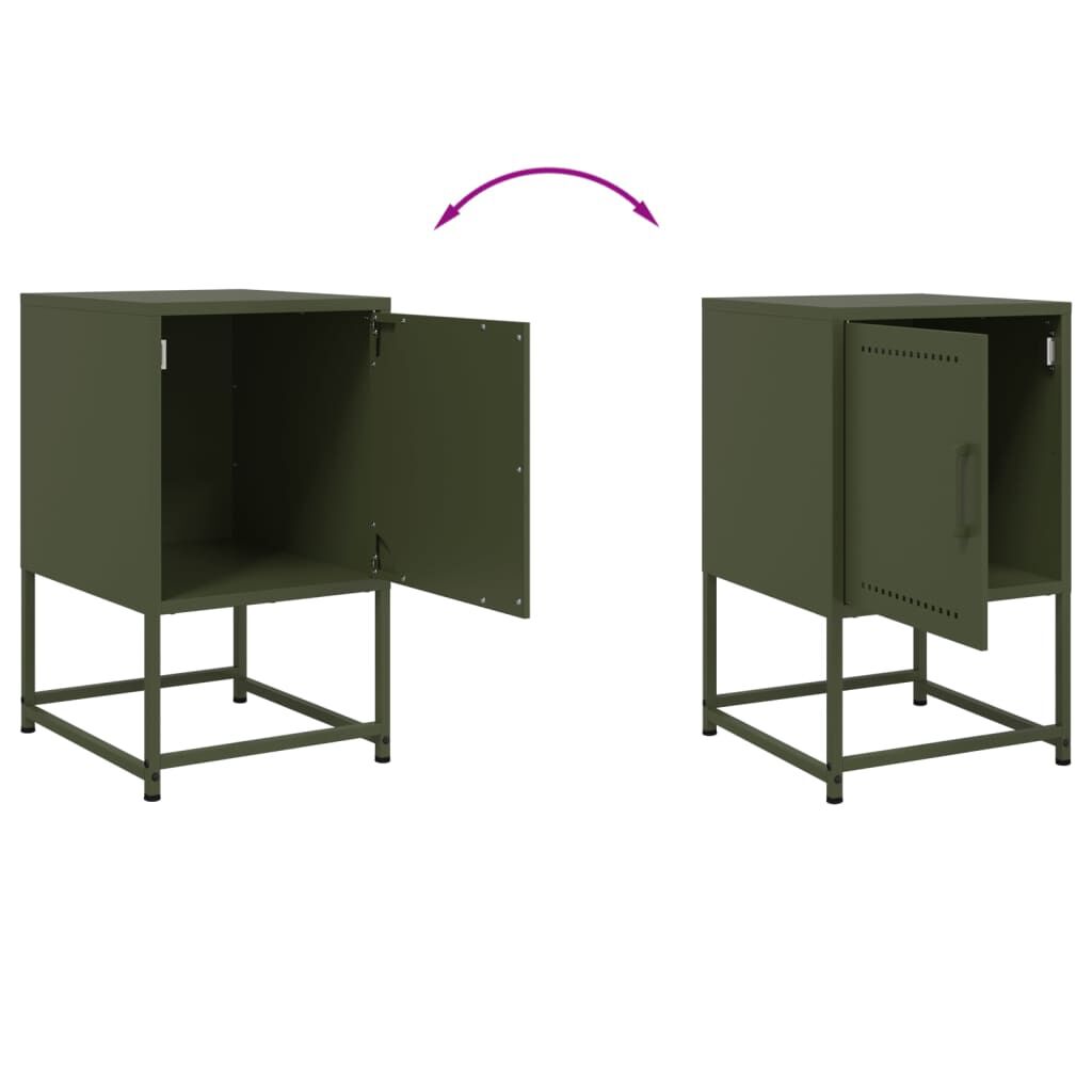 vidaXL Κομοδίνο Πράσινο Λαδί 36x39x60,5 εκ. από Χάλυβα