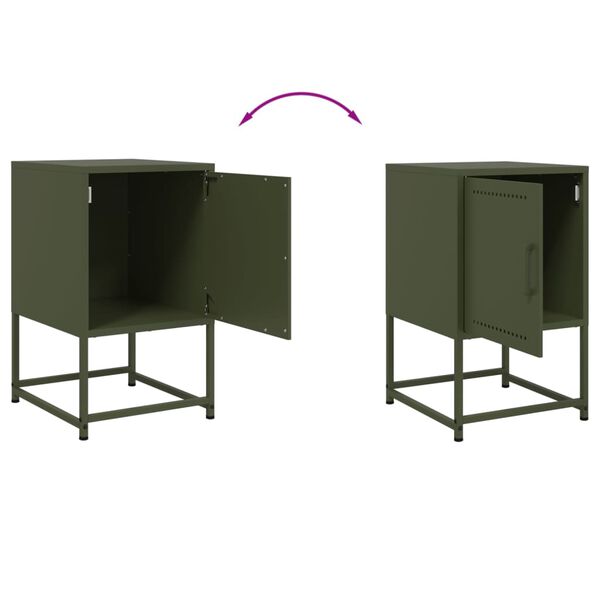 vidaXL Κομοδίνο Πράσινο Λαδί 36x39x60,5 εκ. από Χάλυβα