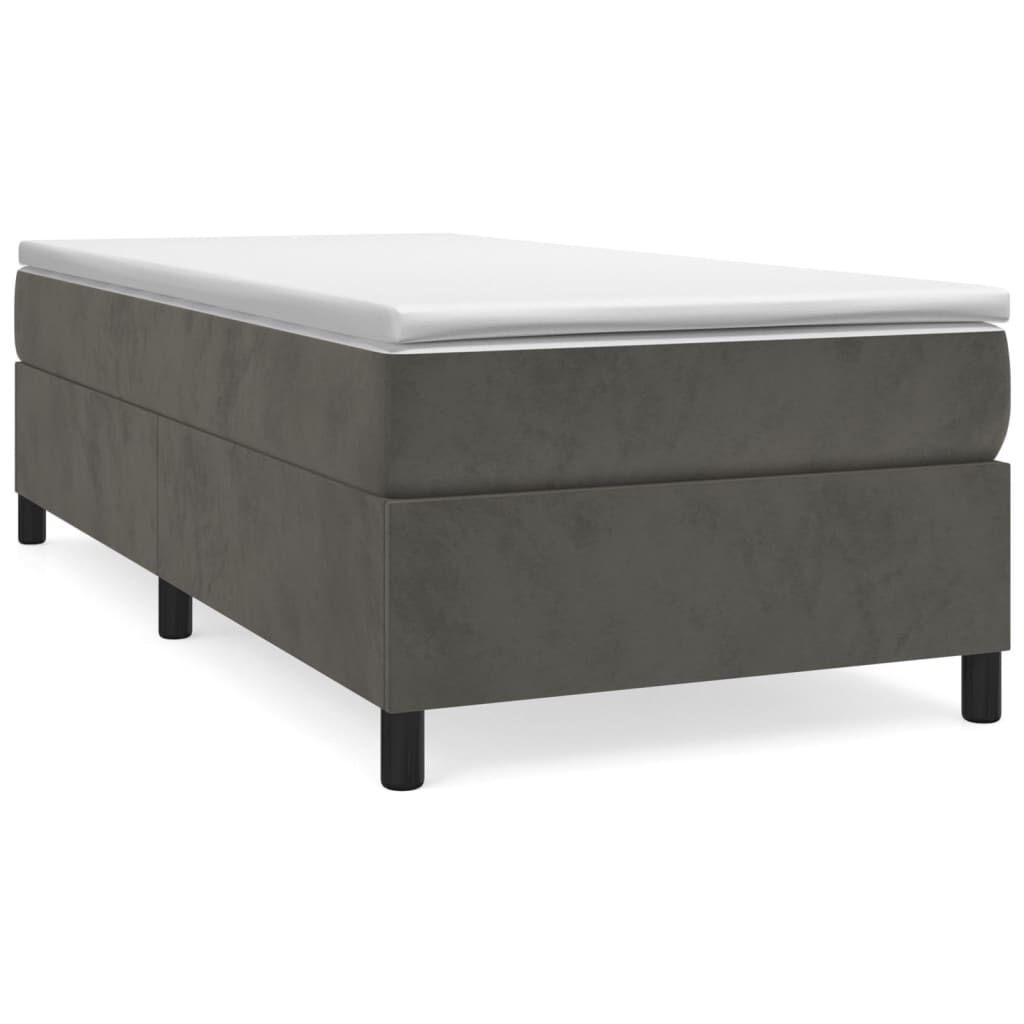 vidaXL Κρεβάτι Boxspring με Στρώμα Σκούρο Γκρι 100x200 εκ. Βελούδινο