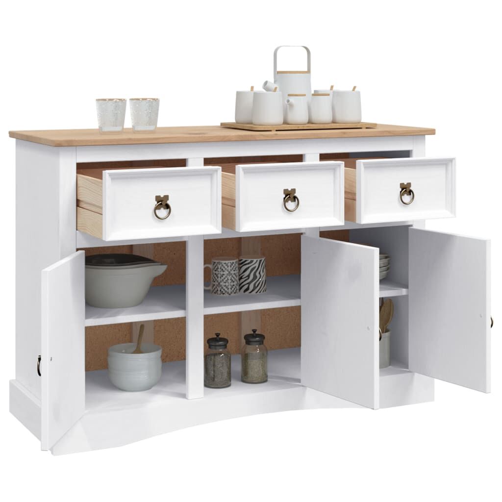 vidaXL Μπουφές Μεξικ. Στιλ Corona Λευκό 132x43x78 εκ. Ξύλο Πεύκου