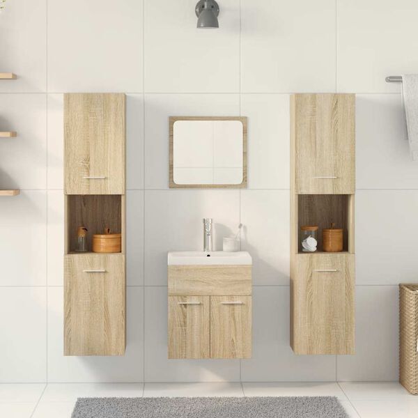 vidaXL Σετ Επίπλων Μπάνιου 5 Τεμαχίων Sonoma Δρυς Επεξεργασμένο Ξύλο