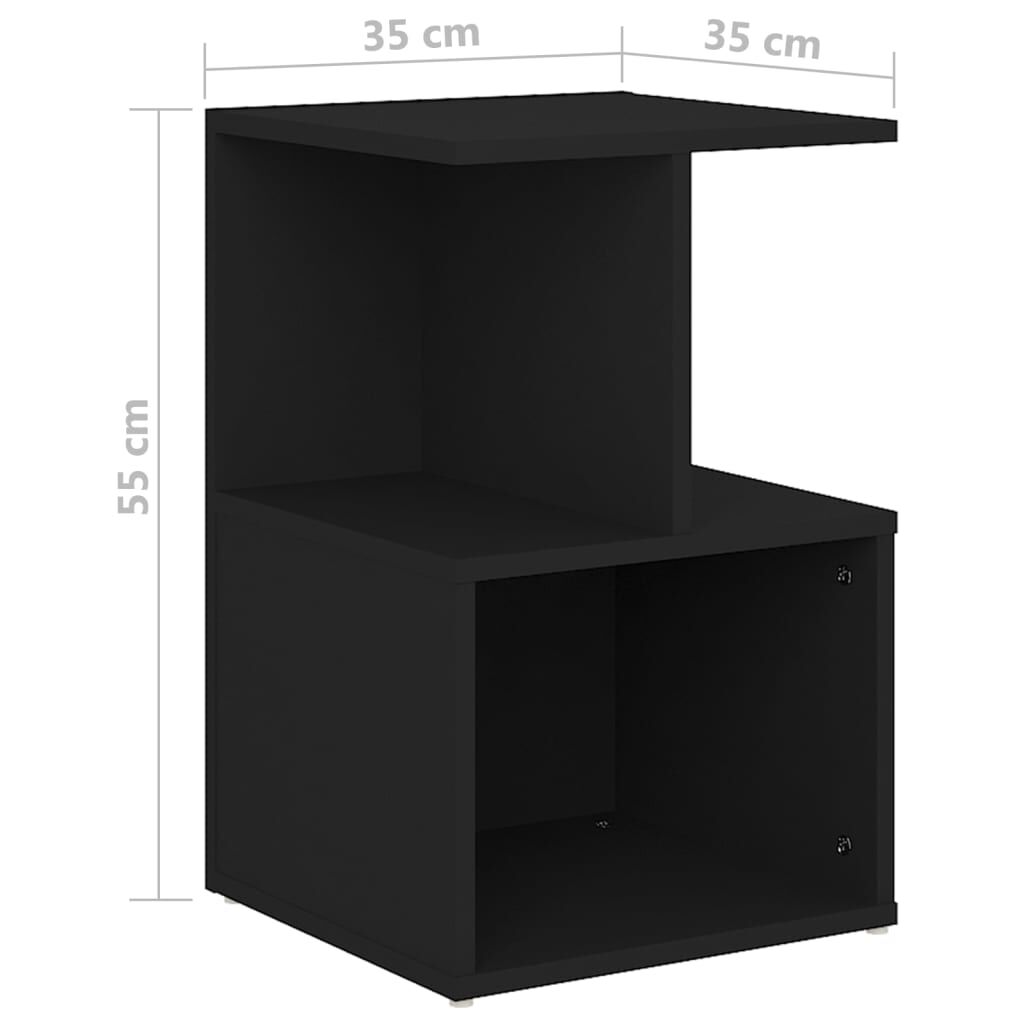 vidaXL Κομοδίνα 2 τεμ. Μαύρα 35 x 35 x 55 εκ. από Επεξ. Ξύλο