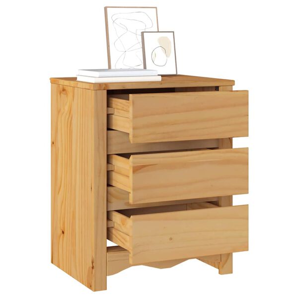 vidaXL Κομοδίνο Drammen Δρυς 45 x 35 x 56 εκ. Μασίφ ξύλο πεύκου
