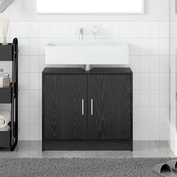 vidaXL Ντουλάπα Νιπτήρα Μαύρη Οξυά 63 x 29 x 55 cm Επεξεργασμένο ξύλο
