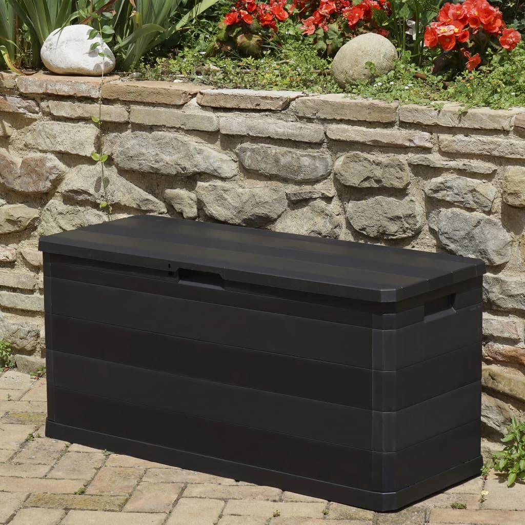 vidaXL Μπαούλο Αποθήκευσης Κήπου Μαύρο 117 x 45 x 56 εκ.