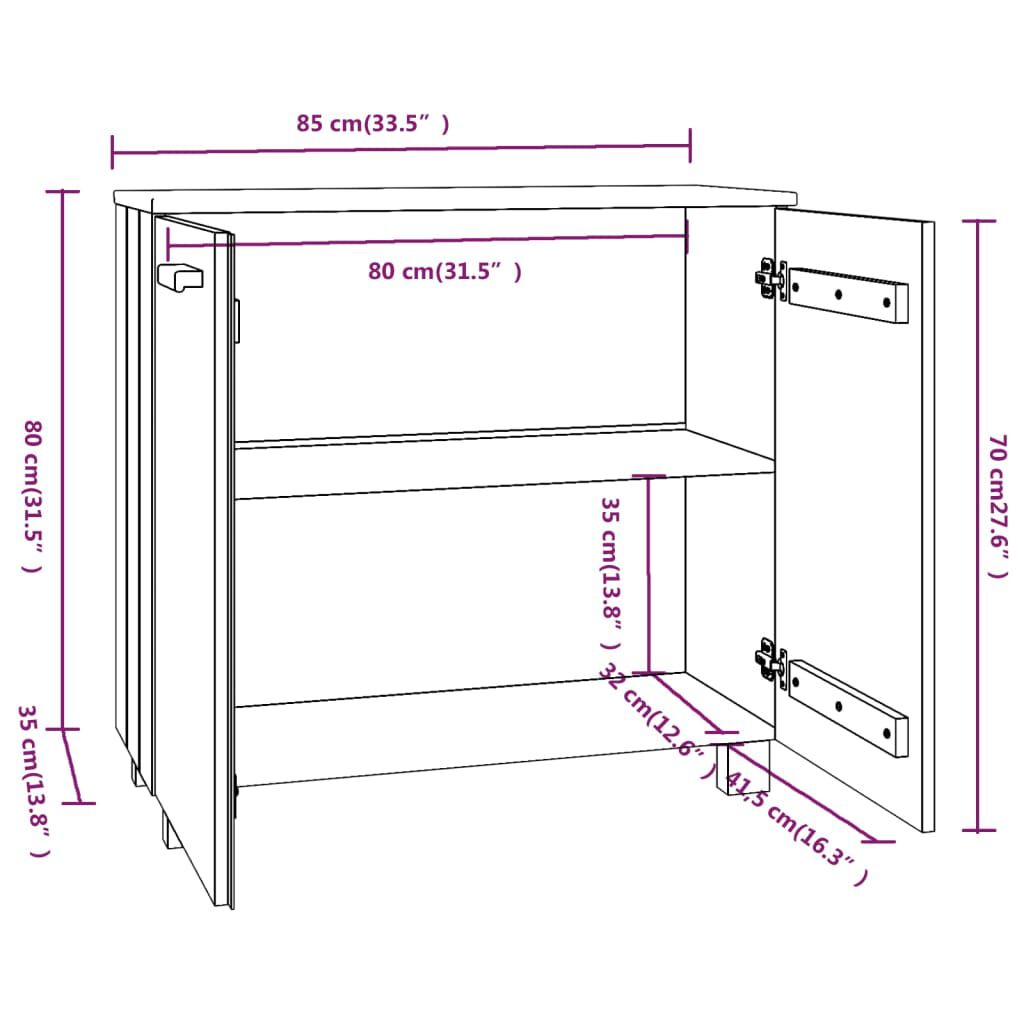 vidaXL Ντουλάπι HAMAR Καφέ Μελί 85 x 35 x 80 εκ. Μασίφ Ξύλο Πεύκου