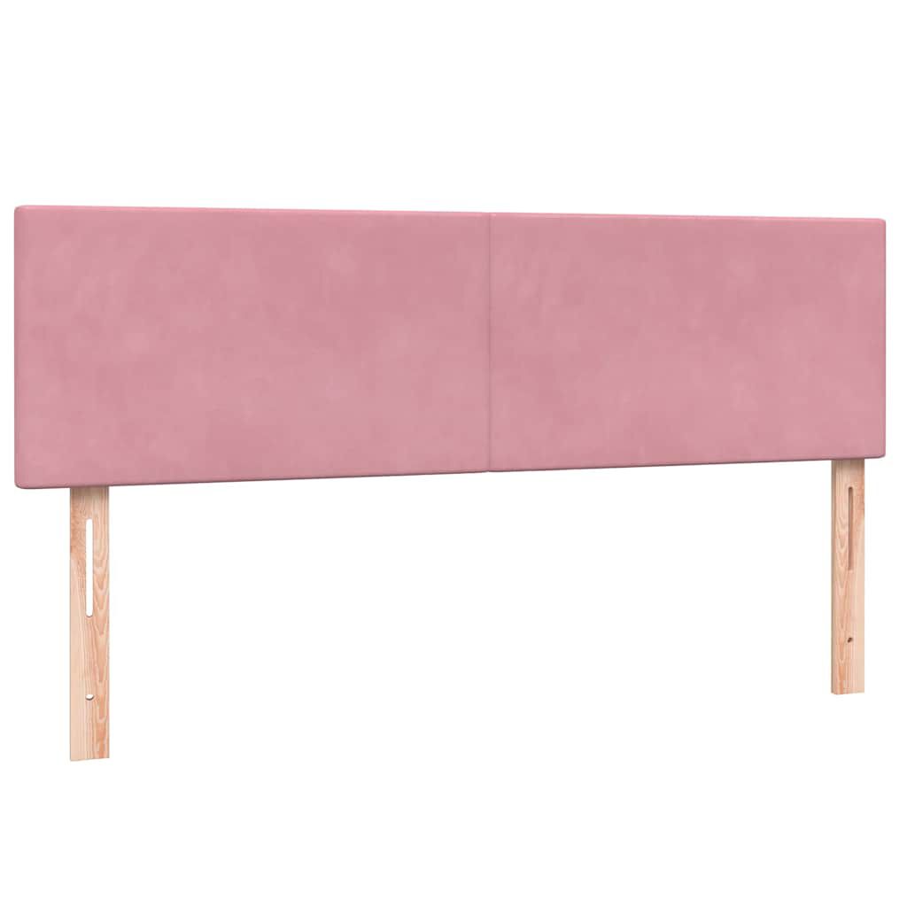 vidaXL Box Spring κρεβάτι με στρώμα ροζ 140x220 cm Βελούδινο