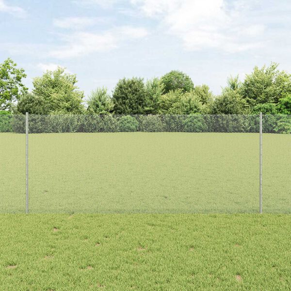 vidaXL Φράχτης με Στήλες. Ασημί 1 x 50 m Ατσάλι