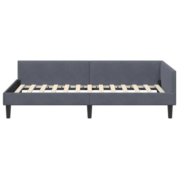 vidaXL Πλαϊνό Κρεβάτι με κεφαλάρι Σκούρο γκρι 90 x 190 cm