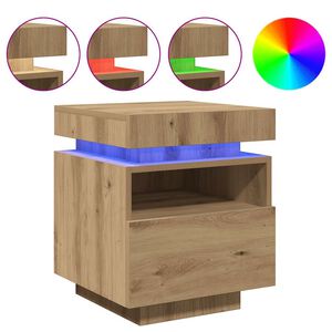 vidaXL &Kappa;&omicron;&mu;&omicron;&delta;ί&nu;&omicron; &mu;&epsilon; &phi;ώ&tau;&alpha; LED Artisan Oak 40x39x48,5 cm