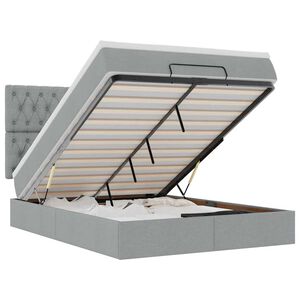 vidaXL Οθωμανικό κρεβάτι με στρώμα&LEDs Ανοιχτό γκρι 140x190cm Ύφασμα