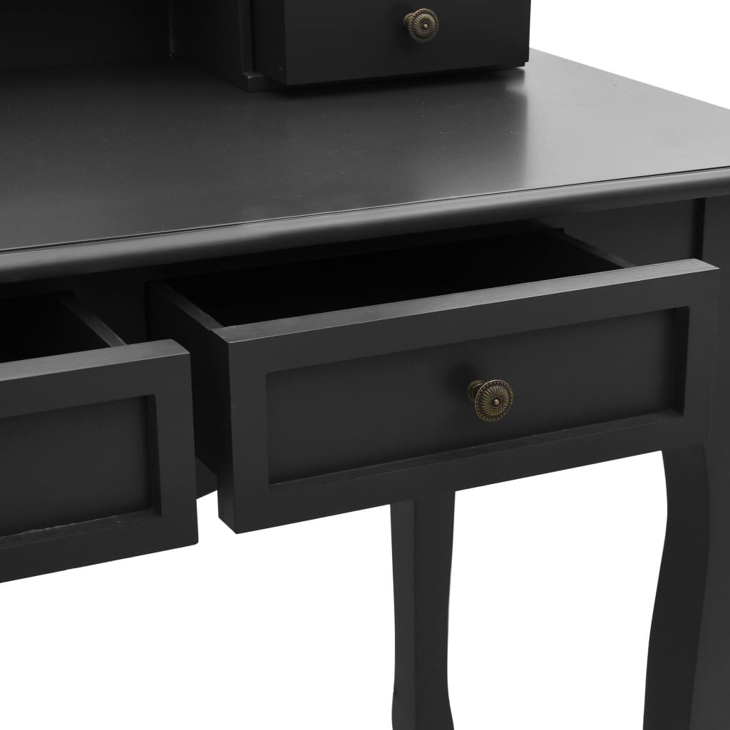 vidaXL Μπουντουάρ με Σκαμπό Μαύρο 100 x 40 x 146 εκ. Ξύλο Παυλώνιας