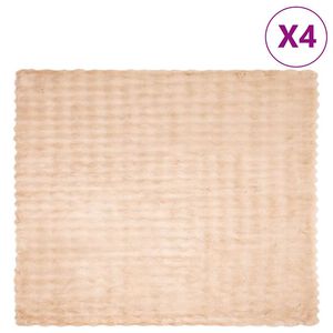 vidaXL Ψεύτικη κουβέρτα από κουνέλι 4 pcs Μπεζ 220 x 240 cm