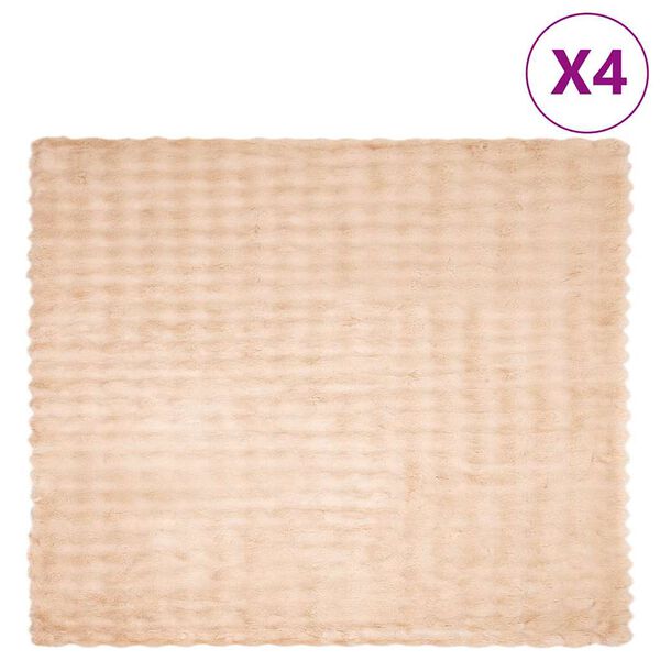 vidaXL Ψεύτικη κουβέρτα από κουνέλι 4 pcs Μπεζ 220 x 240 cm