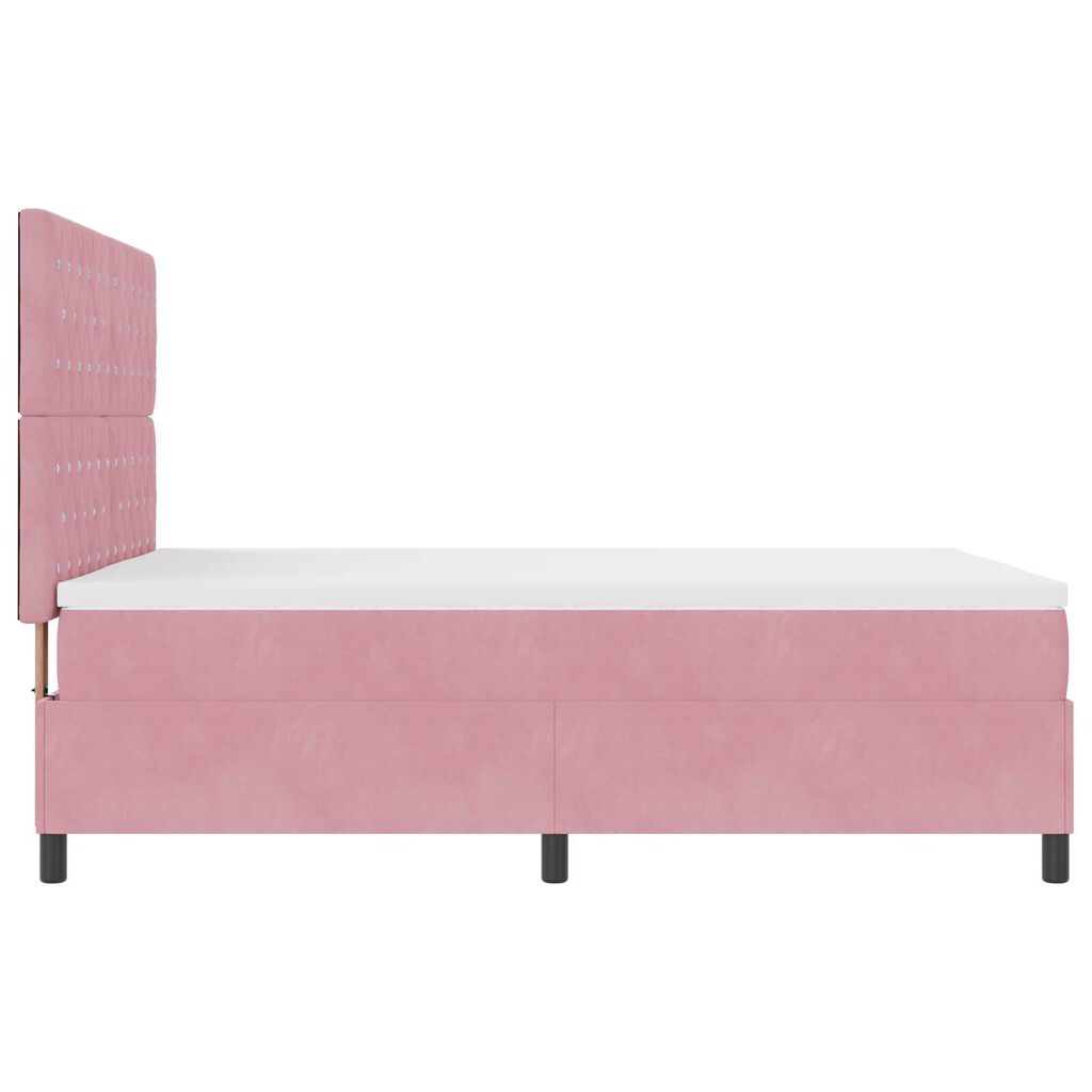 κρεβάτι box spring vidaXL με στρώμα Ροζ 160x200 εκ Βελούδο