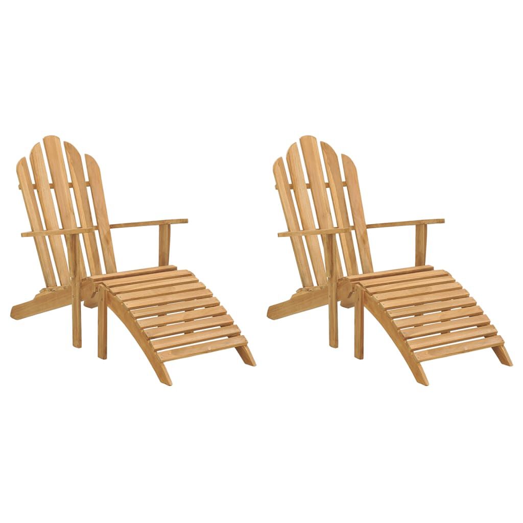 vidaXL Πολυθρόνες Adirondack με Υποπόδια 2 τεμ. από Μασίφ Ξύλο Teak