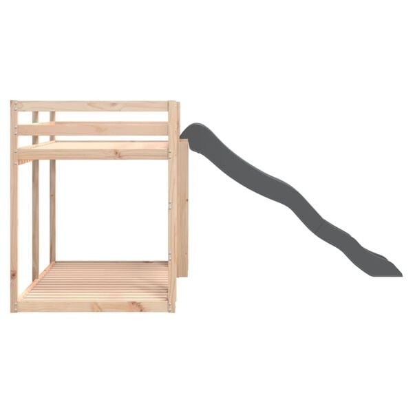 vidaXL Κουκέτα με Τσουλήθρα/Σκάλα 90x200 εκ. από Μασίφ Ξύλο Πεύκου