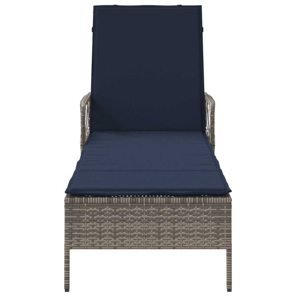 vidaXL Ξαπλώστρα με μαξιλάρι Γκρι 157 x 55 x 92 εκ. συνθετικό ρατάν
