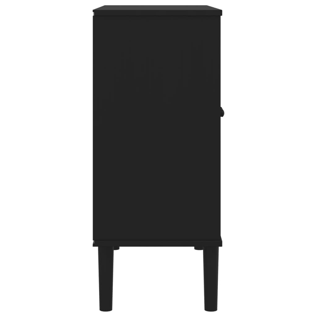 vidaXL Μπουφές SENJA Μαύρο / Ρατάν 80 x 35 x 80 εκ. Μασίφ Ξύλο Πεύκου