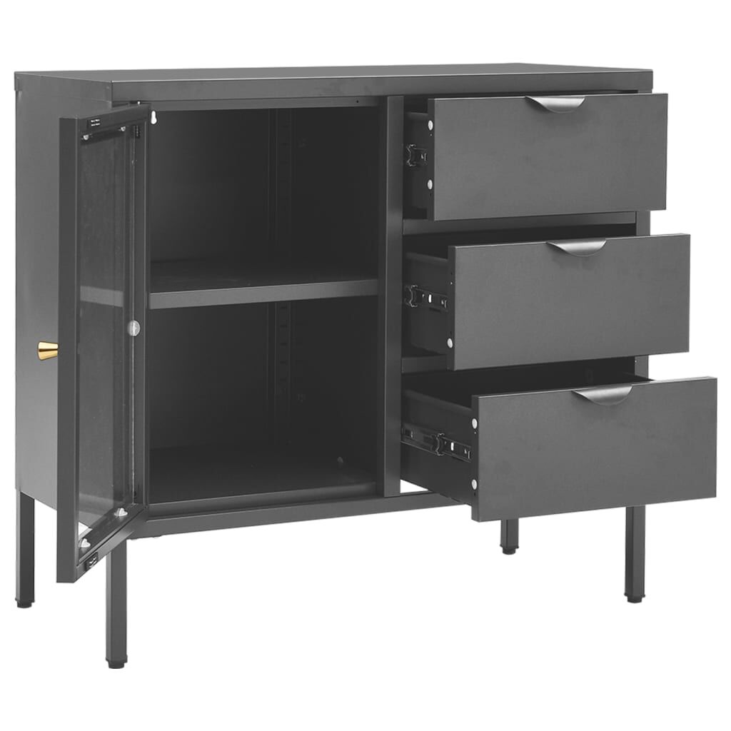 vidaXL Μπουφές Ανθρακί 75 x 35 x 70 εκ. από Ατσάλι και Ψημένο Γυαλί