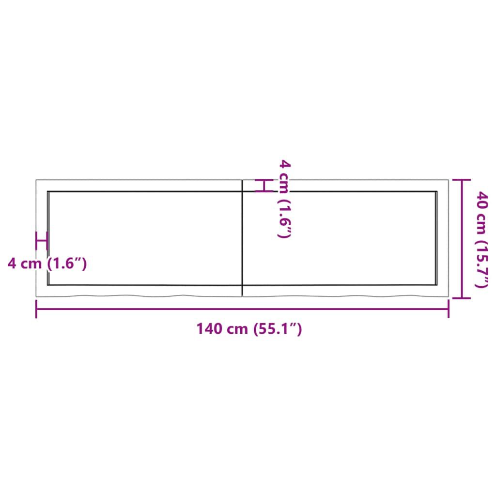 vidaXL Επιφ Τραπεζιού Αν Καφέ 140x40x(2-4)εκ. Επεξ. Μασίφ Ξύλο Δρυός
