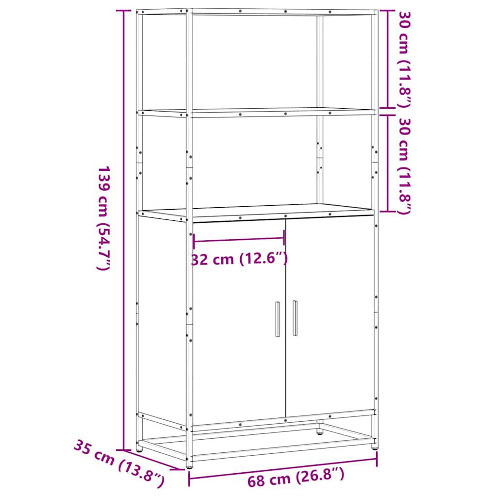 vidaXL Highboard καφέ δρυς Κατασκευασμένο ξύλο και μέταλλο