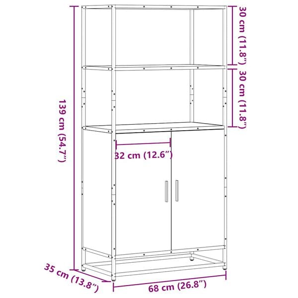 vidaXL Highboard καφέ δρυς Κατασκευασμένο ξύλο και μέταλλο