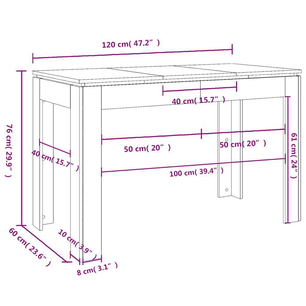 vidaXL Τραπεζαρία Αρτισιανή Δρυς 120x60x76 εκ. από Επεξεργασμένο Ξύλο