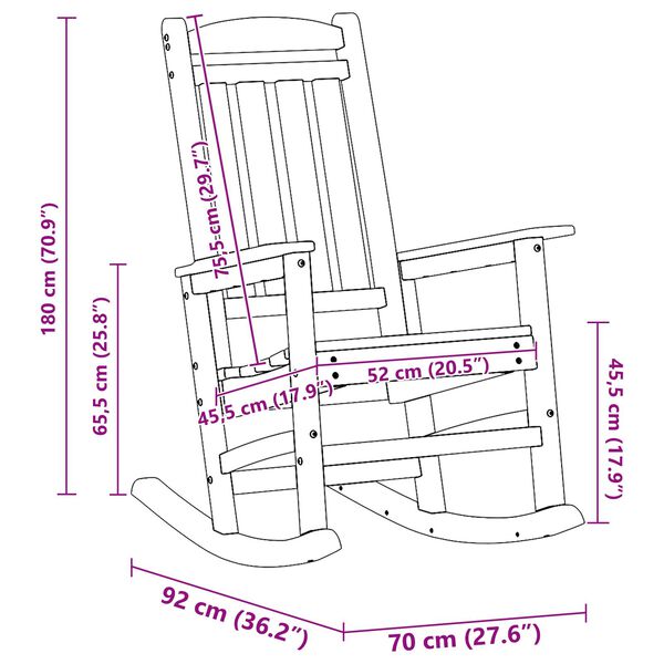 vidaXL Κουνιστή Καρέκλα Κήπου Μαύρο 70 x 92 x 108 εκ. Πλαστικό