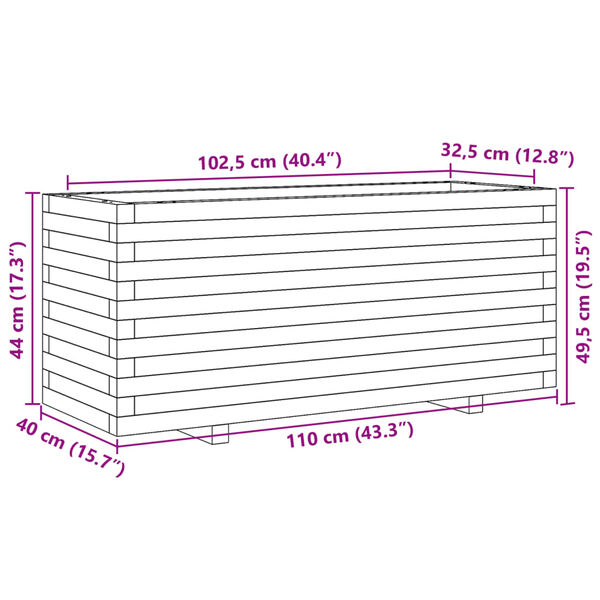 vidaXL Ζαρντινιέρα Κήπου Λευκή 110x40x49,5 εκ. από Μασίφ Ξύλο Πεύκου