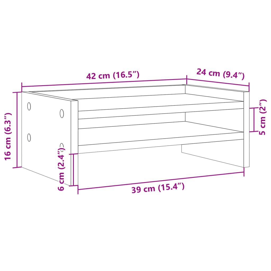 vidaXL Βάση Οθόνης Χρώμα Sonoma Δρυς 42x24x16 εκ. από Επεξ. Ξύλο