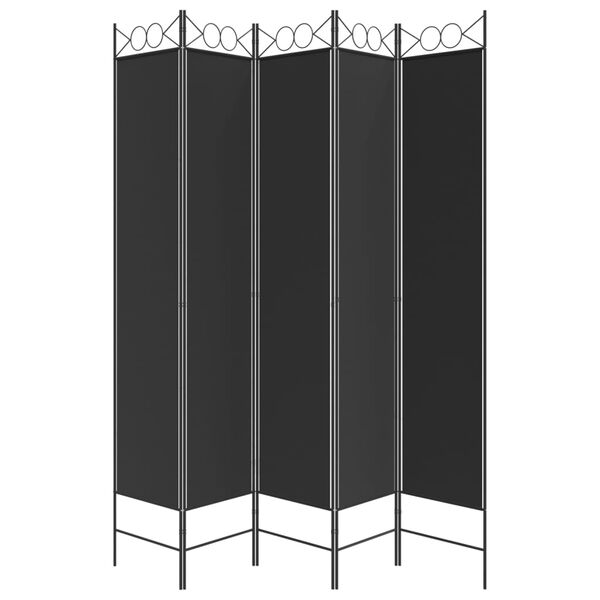 vidaXL Διαχωριστικό Δωματίου με 5 Πάνελ Μαύρο 200 x 220 εκ. Υφασμάτινο