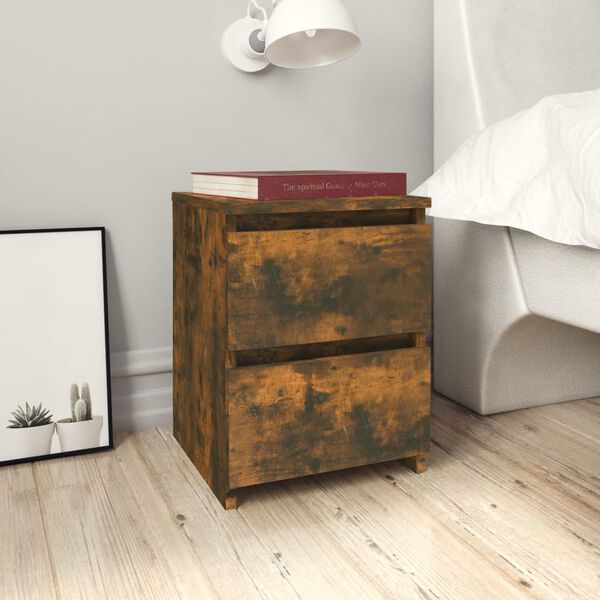 vidaXL Κομοδίνα 2 Τεμ. Καπνιστή Δρυς 30x30x40 εκ. Επεξεργασμένο Ξύλο