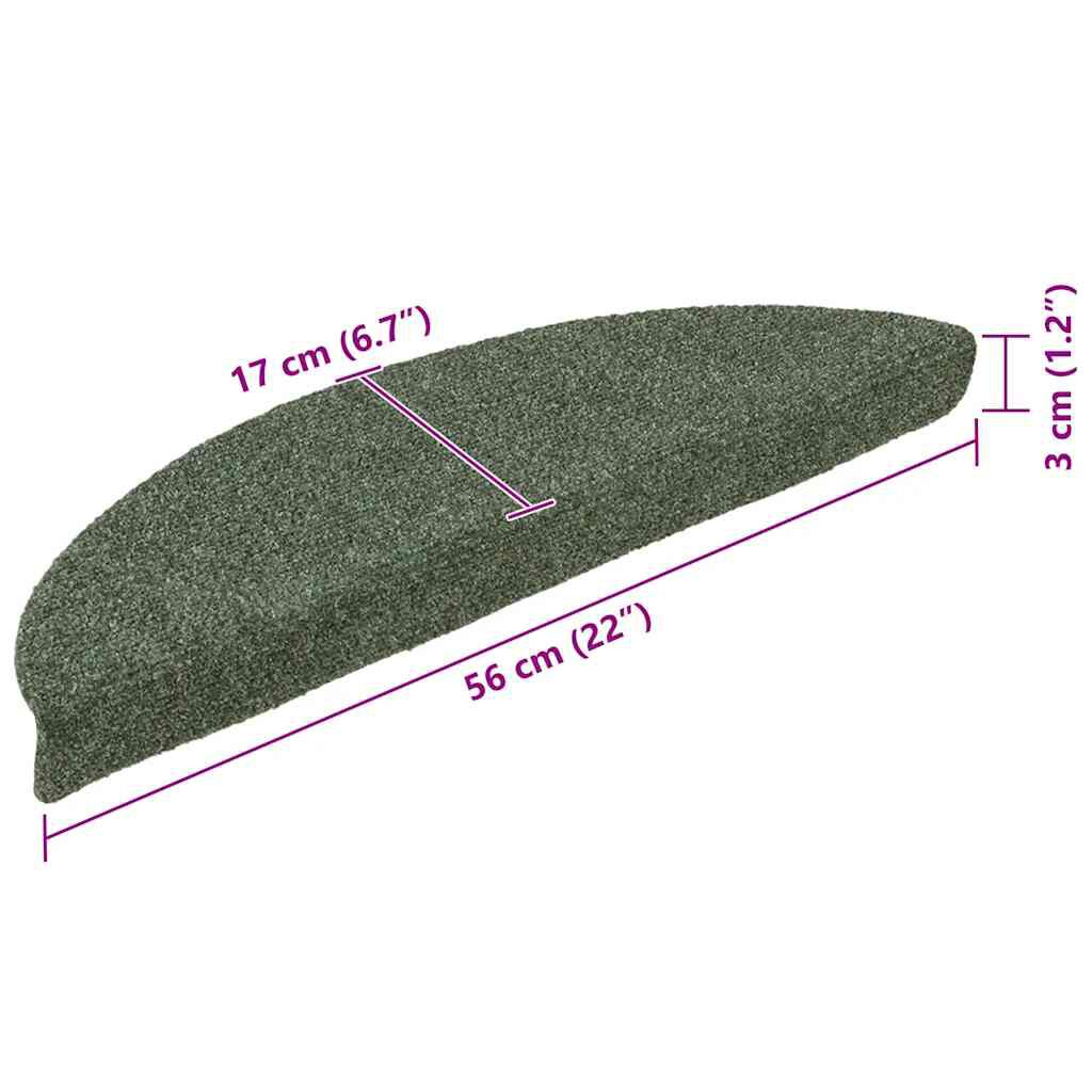 vidaXL Πατάκια Σκάλας Αυτοκόλ. 5 τεμ. Πράσινο 56x17x3 εκ Βελονιασμένα