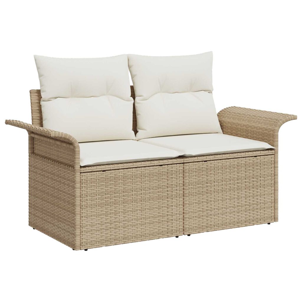 vidaXL Σετ Καναπέ Κήπου με αποθήκευση 6 pcs Μπεζ Πολυ ράταν