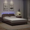vidaXL Πλαίσιο Κρεβατιού με LED Καφέ 140x190 εκ. Συνθετικό Δέρμα