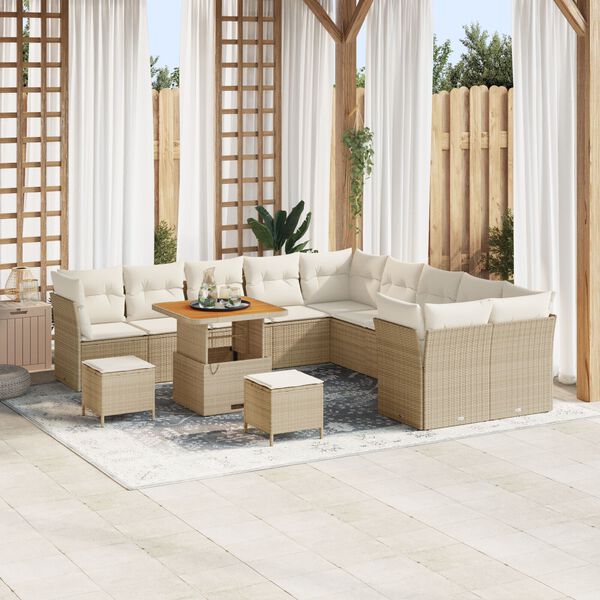 vidaXL Σετ Καναπέ Κήπου 13 pcs μπεζ και κρεμ 80 x 80 x 71 cm