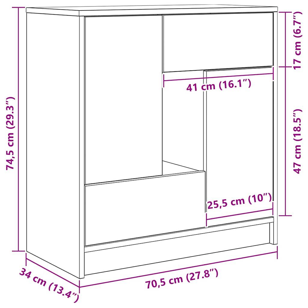 vidaXL Συρταριέρα με Συρτάρια και Πόρτες 70,5x34x74,5 εκ