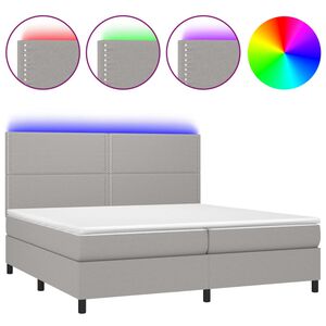 vidaXL &Kappa;&rho;&epsilon;&beta;ά&tau;&iota; Boxspring &mu;&epsilon; &Sigma;&tau;&rho;ώ&mu;&alpha; & LED &Alpha;&nu;.&Gamma;&kappa;&rho;&iota; 200x200&epsilon;&kappa;. &Upsilon;&phi;&alpha;&sigma;&mu;ά&tau;&iota;&nu;&omicron;