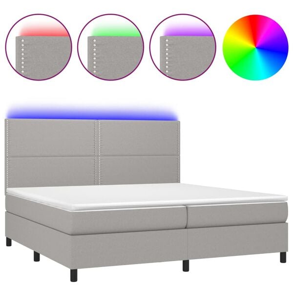 vidaXL &Kappa;&rho;&epsilon;&beta;ά&tau;&iota; Boxspring &mu;&epsilon; &Sigma;&tau;&rho;ώ&mu;&alpha; & LED &Alpha;&nu;.&Gamma;&kappa;&rho;&iota; 200x200&epsilon;&kappa;. &Upsilon;&phi;&alpha;&sigma;&mu;ά&tau;&iota;&nu;&omicron;