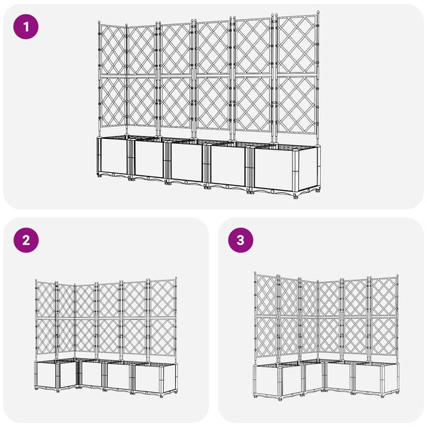 vidaXL Γλάστρα Κήπου με Τρέλλις 5 τεμ Μαύρη 120x120x143 εκ