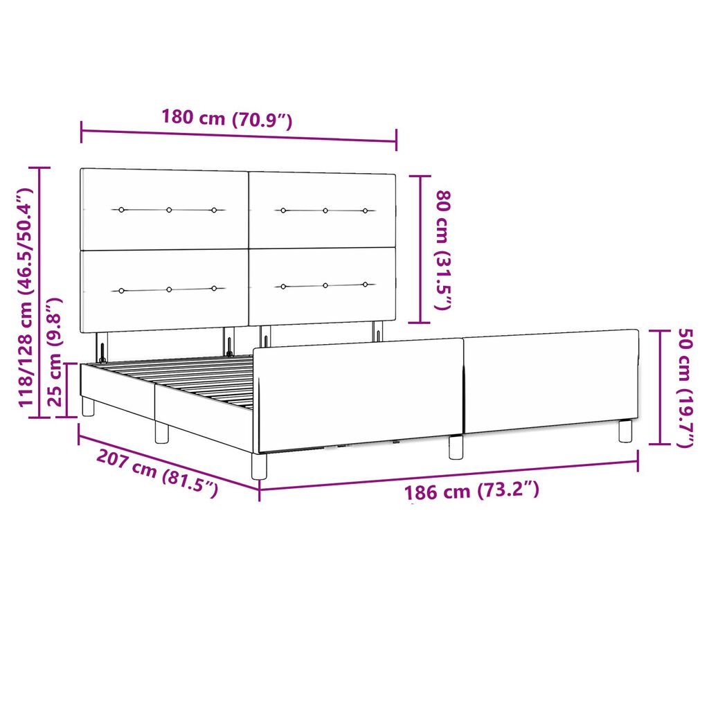 vidaXL Κρεβάτι Ταμπά 180x200 εκ. Υφασμάτινο