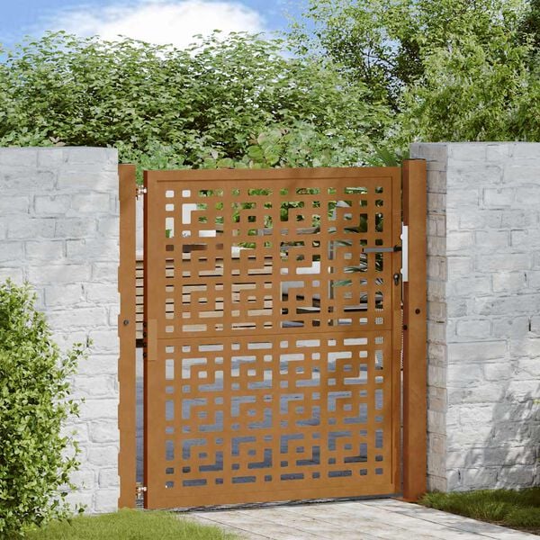 vidaXL Πύλη κήπου 105x105 cm Σταυρός σχεδιασμού από διαβρωμένο χάλυβα