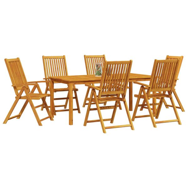 vidaXL Σέτ φαγητού για κήπο 7 pcs Καφέ Μασίφ ξύλο ακακίας