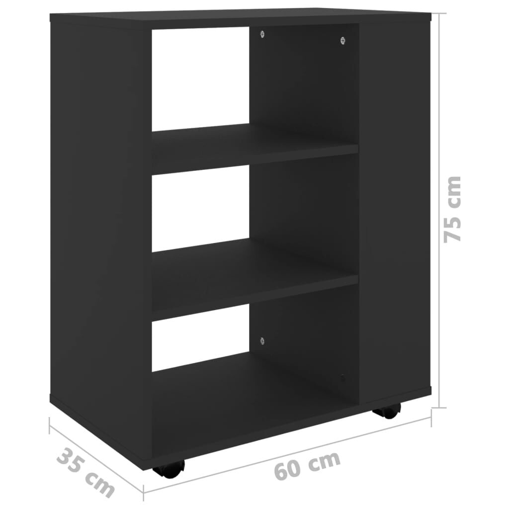 vidaXL Ντουλάπι Τροχήλατο Μαύρο 60 x 35 x 75 εκ. από Επεξ. Ξύλο