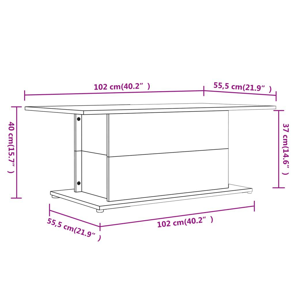 vidaXL Τραπεζάκι Σαλονιού Γκρι Sonoma 102x55,5x40εκ Επεξεργασμένο Ξύλο